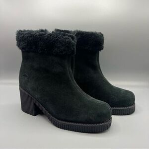 Totes Suede Fur Lining Chunky Heel Ankle Boots
